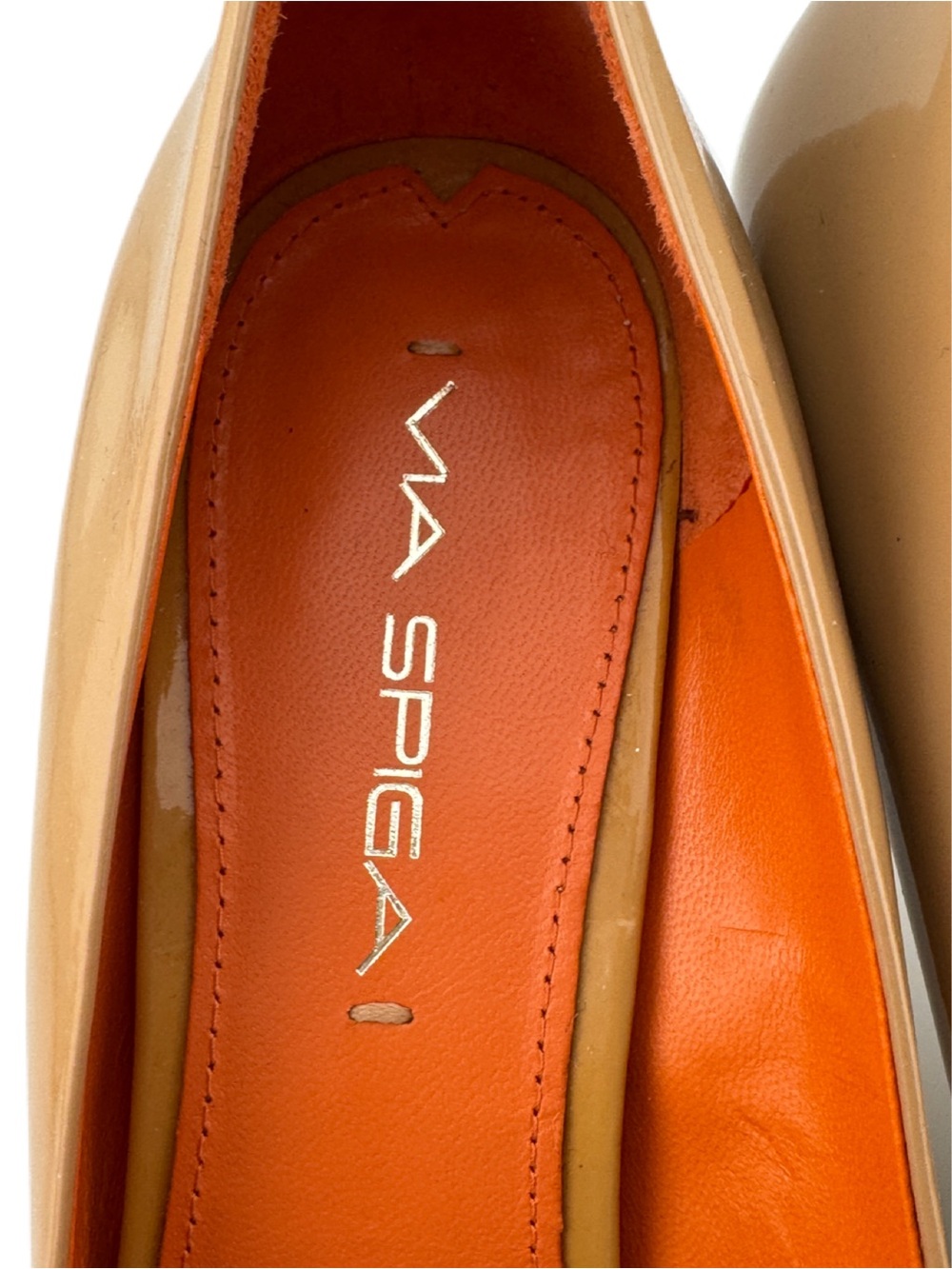 Via Spiga Peep-Toe Beige Patent Leather Heels - Picture 5 of 7